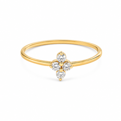 Clover Diamantový Prsten|Materiál:18k žluté zlato