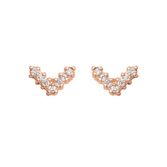 Mini V Pavé Diamantové Náušnice|Materiál:18k růžové zlato