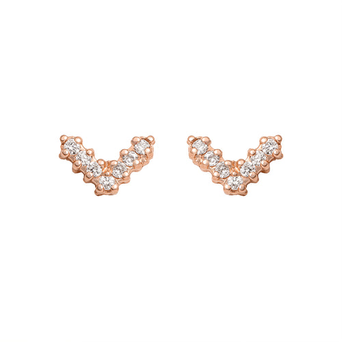 Mini V Pavé Diamantové Náušnice|Materiál:18k růžové zlato