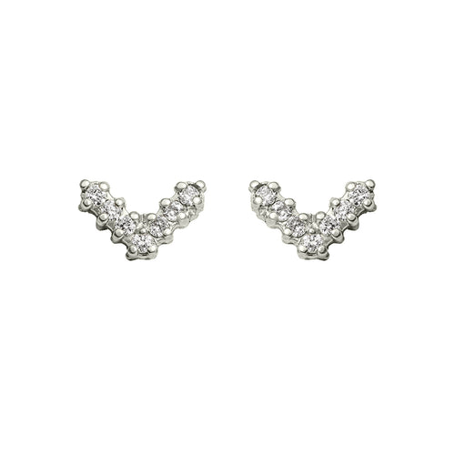 Mini V Pavé Diamantové Náušnice|Materiál:18k bílé zlato