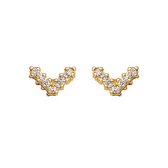 Mini V Pavé Diamantové Náušnice|Materiál:18k žluté zlato