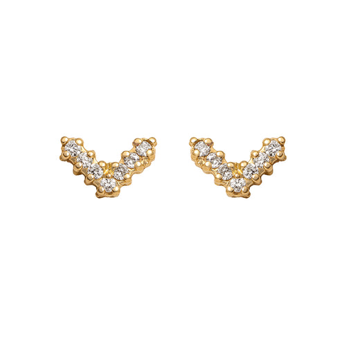 Mini V Pavé Diamantové Náušnice|Materiál:18k žluté zlato
