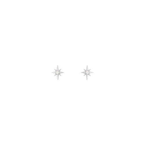 North Star Náušnice s DIamantem|Materiál:18k bílé zlato