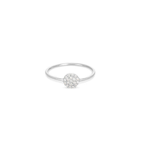 Pavé Circle Diamantový Prsten|Materiál:18k bílé zlato