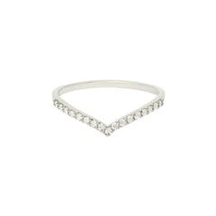 V Pavé Diamantový Prsten|Materiál:18k bílé zlato