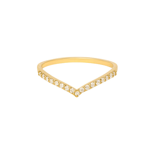 V Pavé Diamantový Prsten|Materiál:18k žluté zlato