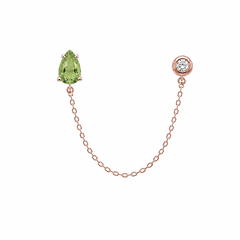 Peridot Drop Connector Náušnice s Diamantem|Materiál:18k růžové zlato