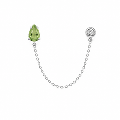 Peridot Drop Connector Náušnice s Diamantem|Materiál:18k bílé zlato