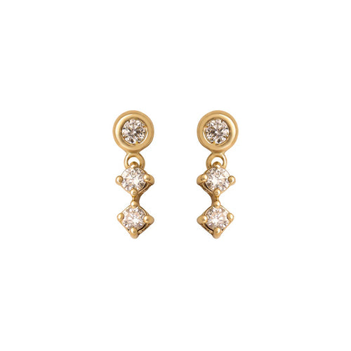 Pixie Diamantové Náušnice|Materiál:18k žluté zlato