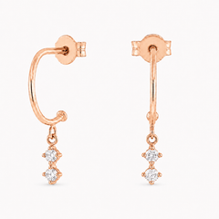 Pixie Semi Hoop Diamantové Náušnice|Materiál:18k růžové zlato