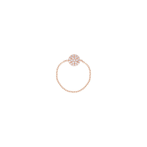Pavé Circle Chain Diamantový Prsten|Materiál:18k růžové zlato