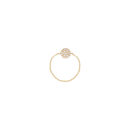 Pavé Circle Chain Diamantový Prsten|Materiál:18k žluté zlato