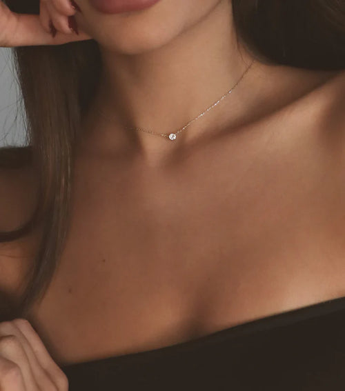 Dot Náhrdelník s Diamantem|Materiál:18k růžové zlato