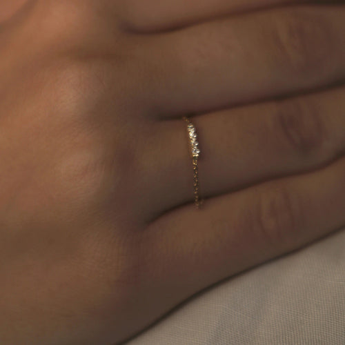 Bar Chain Diamantový Prsten|Materiál:18k žluté zlato