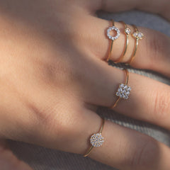 Pavé Circle Diamantový Prsten|Materiál:18k bílé zlato