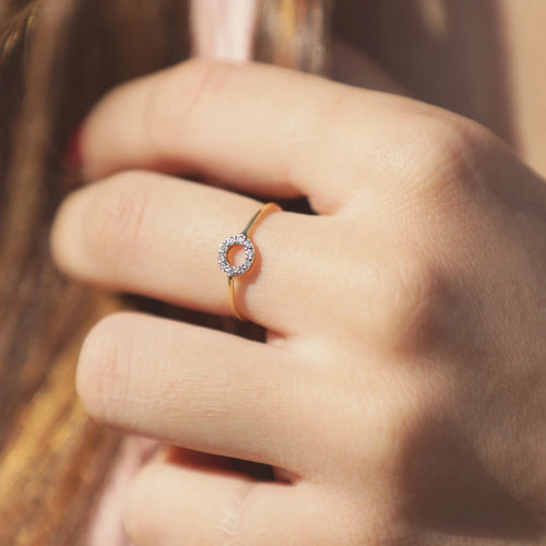 Open Circle Diamantový Prsten|Materiál:18k žluté zlato